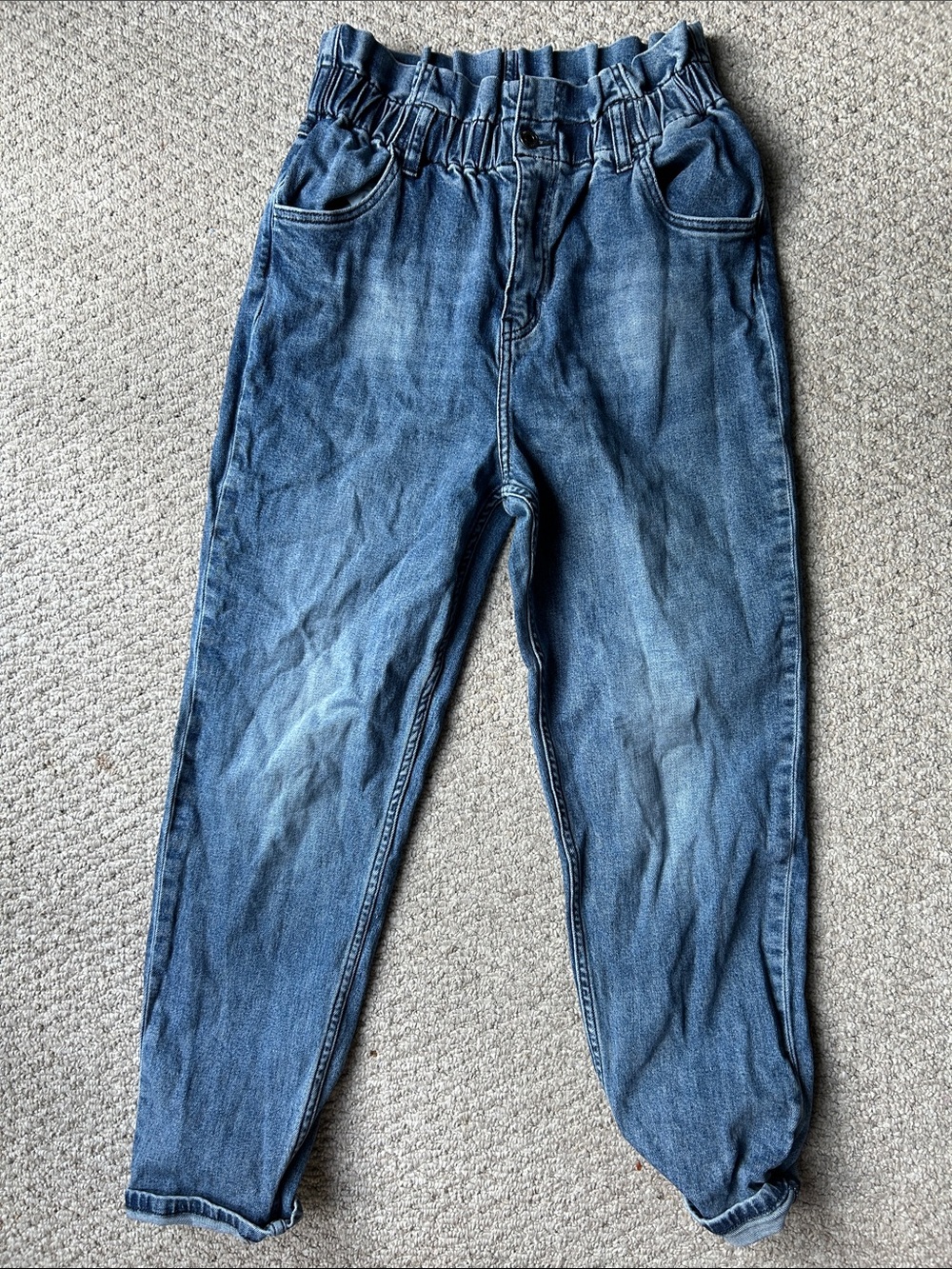 High-Rise Elastic Waist Women's Jeans in Blue